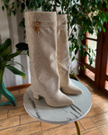 Bota Dorada/Beige Con Brillo