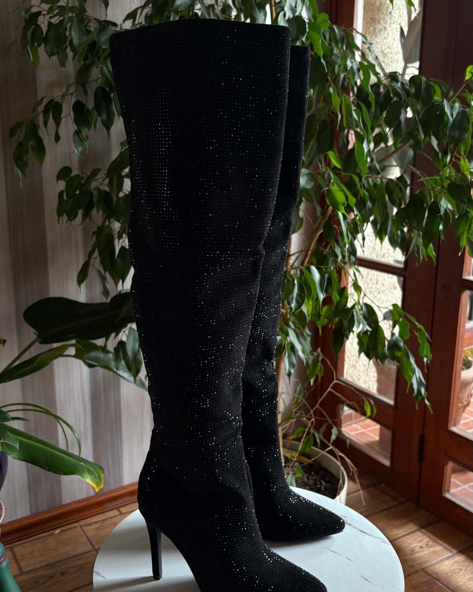 Bota Bucanera Negra Con Brillo
